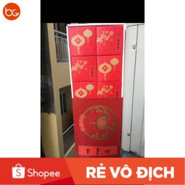 Túi Hộp Tết Đoàn Viên Đỏ 6 Bánh - In Nhũ Vàng, Quà Tết Sang Trọng Giá 35.331₫