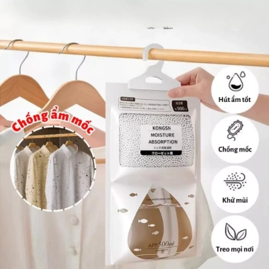 Túi Hút Ẩm Khử Mùi GoMarket 2 Ngăn Chống ẩm mốc – Móc treo tủ quần áo, tủ giày, 9.000₫