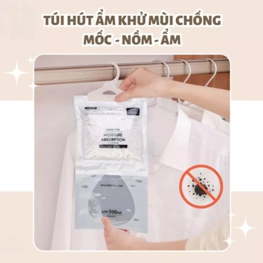 Túi Hút Ẩm Khử Mùi GoMarket 2 Ngăn Chống ẩm mốc – Móc treo tủ quần áo, tủ giày, 9.000₫
