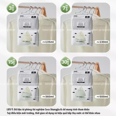 Túi hút ẩm Loại lớn 120g 2 ngăn có móc treo - Chống ẩm mốc, tiện lợi tủ quần áo