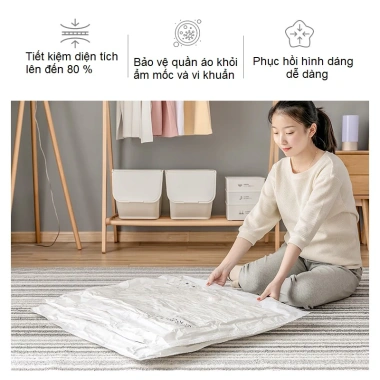 Túi hút chân không 2 lớp khóa zip Đựng quần áo, chăn màn không cần bơm, 29.000₫