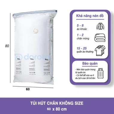 Túi hút chân không 2 lớp khóa zip Đựng quần áo, chăn màn không cần bơm, 29.000₫
