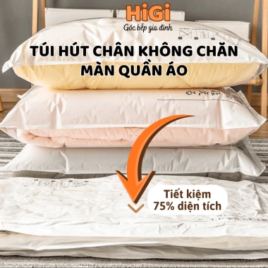 Túi hút chân không chăn màn, quần áo, tiết kiệm 75% không gian, PA dày dặn, dùng lại - 20.000 VND