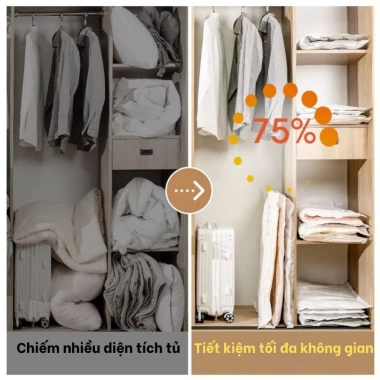 Túi hút chân không chăn màn, quần áo, tiết kiệm 75% không gian, PA dày dặn, dùng lại - 20.000 VND 5