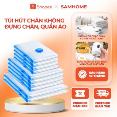 Túi hút chân không có zip, cỡ lớn, đựng chăn áo tái sử dụng - Tặng bơm điện, giá ưu đãi 156.450₫