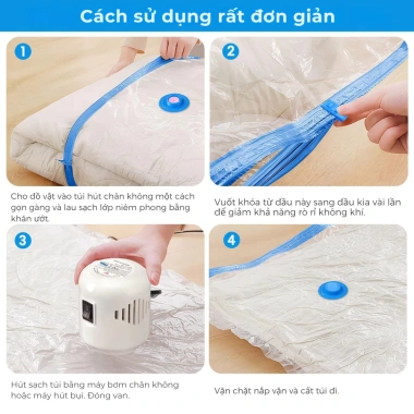 Túi hút chân không có zip, cỡ lớn, đựng chăn áo tái sử dụng - Tặng bơm điện, giá ưu đãi 156.450₫ 4 Túi hút chân không có zip, cỡ lớn, đựng chăn áo tái sử dụng - Tặng bơm điện, giá ưu đãi 156.450₫ 4