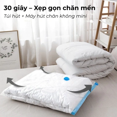 Túi hút chân không có zip, cỡ lớn, đựng chăn áo tái sử dụng - Tặng bơm điện, giá ưu đãi 156.450₫