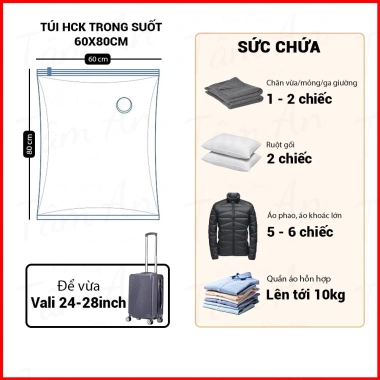 Túi hút chân không đa năng đựng quần áo, chăn gối - Tiện dụng, bảo quản lâu, giảm giá 25.700₫ 2 Túi hút chân không đa năng đựng quần áo, chăn gối - Tiện dụng, bảo quản lâu, giảm giá 25.700₫ 2