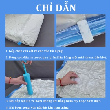 Túi hút chân không đa năng, gọn gàng đựng quần áo, chăn gối, chống ẩm mốc, tiết kiệm không gian - Giá 16.000 VND