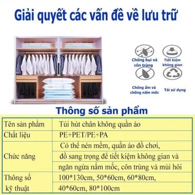 Túi hút chân không dày Oron đựng quần áo, chăn – Bảo quản tốt, giá 9.000đ 5