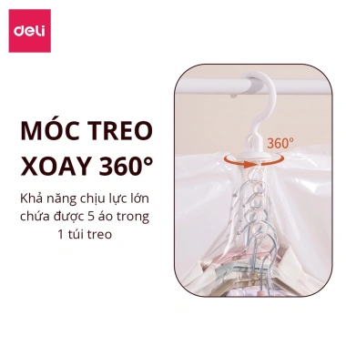 Túi Hút Chân Không Deli có Móc Treo, bảo quản quần áo, áo dạ, áo vét chống nấm mốc, bụi bẩn