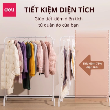 Túi Hút Chân Không Deli có Móc Treo, bảo quản quần áo, áo dạ, áo vét chống nấm mốc, bụi bẩn
