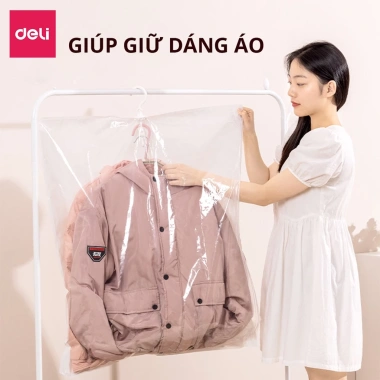 Túi Hút Chân Không Deli có Móc Treo, bảo quản quần áo, áo dạ, áo vét chống nấm mốc, bụi bẩn 7 Túi Hút Chân Không Deli có Móc Treo, bảo quản quần áo, áo dạ, áo vét chống nấm mốc, bụi bẩn 7