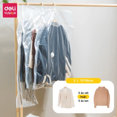 Túi Hút Chân Không Deli có Móc Treo, bảo quản quần áo, áo dạ, áo vét chống nấm mốc, bụi bẩn 9 Túi Hút Chân Không Deli có Móc Treo, bảo quản quần áo, áo dạ, áo vét chống nấm mốc, bụi bẩn 9