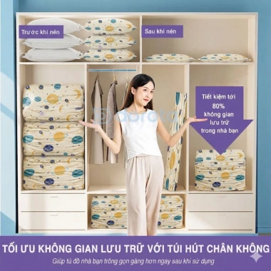 Túi hút chân không DOROTA gấu đựng áo, nén tay, tiết kiệm không gian, bảo quản