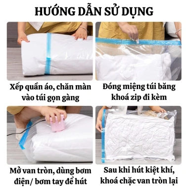 Túi hút chân không Dotina THCK2 – Đựng quần áo, chăn ga gối, chống ẩm mốc, dùng nhiều lần 7