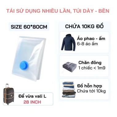 Túi hút chân không Dotina THCK2 – Đựng quần áo, chăn ga gối, chống ẩm mốc, dùng nhiều lần 10