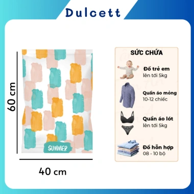 Túi hút chân không đựng quần áo, chăn gối suốt - Tiện lợi, dùng lại 5