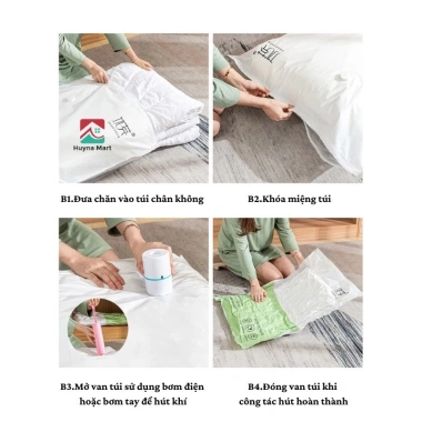 Túi hút chân không đựng quần áo, chăn gối suốt - Tiện lợi, dùng lại 7