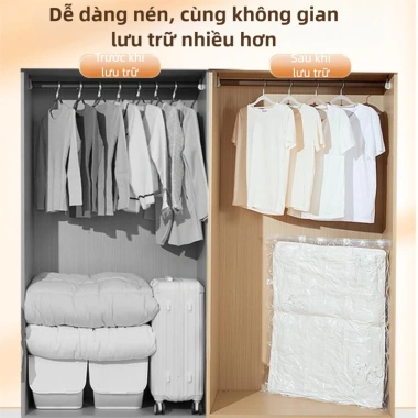 Túi Hút Chân Không Đựng Quần Áo, Chăn Màn + Bơm Điện Chống Ồn Tiết Kiệm Không Gian 6