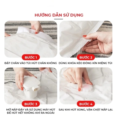 Túi Hút Chân Không Đựng Quần Áo, Chăn Màn + Bơm Điện Chống Ồn Tiết Kiệm Không Gian 8