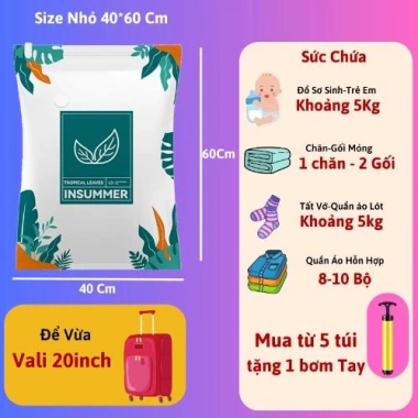Túi hút chân không đựng quần áo, chống bụi, tiết kiệm không gian, giá chỉ 11.000đ