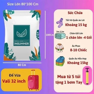 Túi hút chân không đựng quần áo, chống bụi, tiết kiệm không gian, giá chỉ 11.000đ