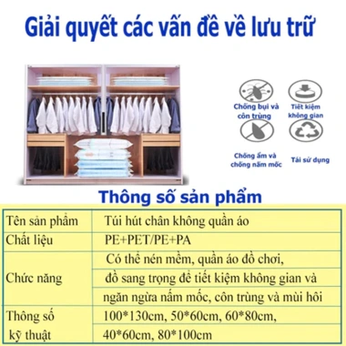 Túi hút chân không đựng quần áo PA+PE cao cấp, giảm 18% chỉ 18.632₫
