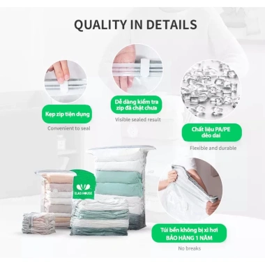 Túi hút chân không Food Saver 2 lớp khóa zip, không cần bơm, đựng quần áo, bọc chăn, màn - Giá chỉ 21.000₫ 9