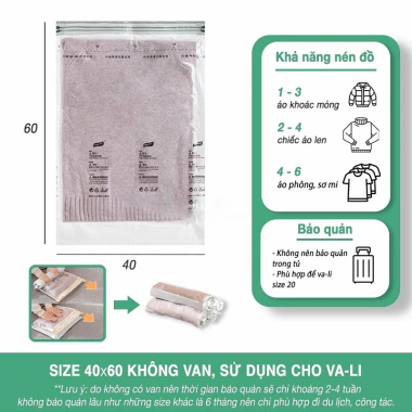 Túi hút chân không Food Saver 2 lớp khóa zip, không cần bơm, đựng quần áo, bọc chăn, màn - Giá chỉ 21.000₫ 10