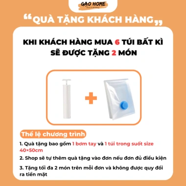 Túi hút chân không Gạo Home 6 tặng 2 - Đựng quần áo, chăn, màn, không gian gọn 11.700₫ 2