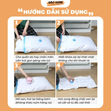 Túi hút chân không Gạo Home 6 tặng 2 - Đựng quần áo, chăn, màn, không gian gọn 11.700₫ 5