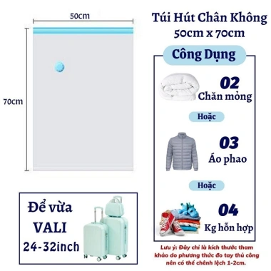Túi hút chân không Hỏa Tốc 1H - Đựng quần áo, chăn màn gọn gàng, tiết kiệm không gian 14.000đ 10 Túi hút chân không Hỏa Tốc 1H - Đựng quần áo, chăn màn gọn gàng, tiết kiệm không gian 14.000đ 10