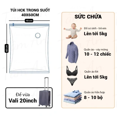Túi hút chân không nén khí bảo quản quần áo, chăn ga gối – giá 16.500₫, tặng bơm hút 9