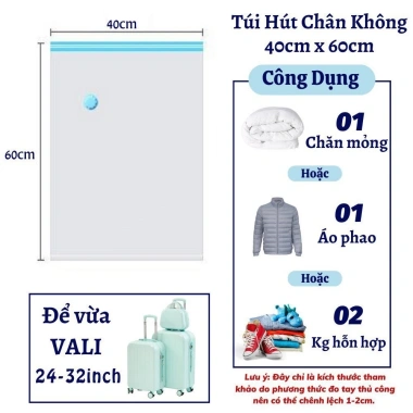 Túi hút chân không quần áo dùng nhiều lần, ngừa ẩm mốc - Chỉ 13.000₫