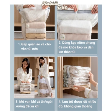 Túi hút chân không quần áo Rabbit Cute 3 chiều – Tiết kiệm chỗ, giá 28.500₫