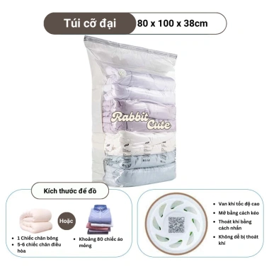 Túi hút chân không quần áo Rabbit Cute 3 chiều – Tiết kiệm chỗ, giá 28.500₫