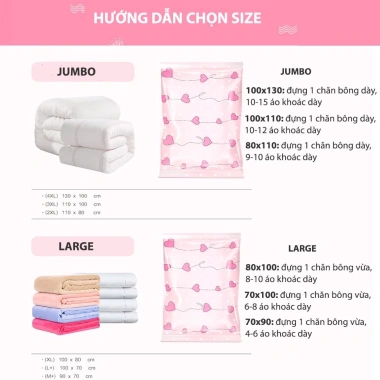 Túi hút chân không quần áo và chăn ga - Dùng bơm tay hoặc bơm điện, siêu tiết kiệm không gian, giá chỉ 25.000 VND 10