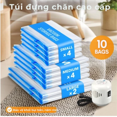Túi Hút Chân Không Siêu Tốc Đựng Quần Áo, Chăn Gối - Giá chỉ 159.000đ, tiết kiệm không gian 2