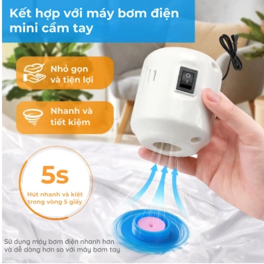 Túi Hút Chân Không Siêu Tốc Đựng Quần Áo, Chăn Gối - Giá chỉ 159.000đ, tiết kiệm không gian 4