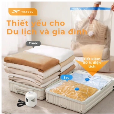 Túi Hút Chân Không Siêu Tốc Đựng Quần Áo, Chăn Gối - Giá chỉ 159.000đ, tiết kiệm không gian 5