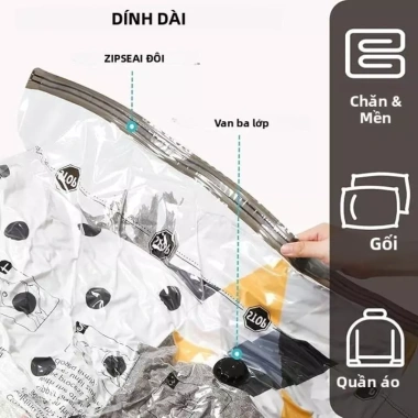 Túi hút chân không trong suốt đựng quần áo, chăn gối – Giá 7.990đ, dùng lại