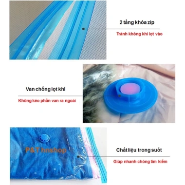 Túi hút chân không vacuum đựng quần áo đa kích cỡ, giá 16.000₫, tiết kiệm không gian