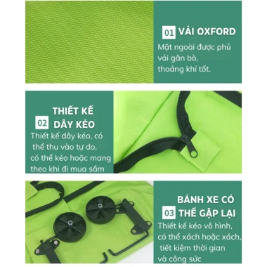 Túi Kéo Đi Chợ HERO Gấp Gọn Bánh Xe Đa Năng - Tiết Kiệm Không Gian, Giá 51.000 VND 3 Túi Kéo Đi Chợ HERO Gấp Gọn Bánh Xe Đa Năng - Tiết Kiệm Không Gian, Giá 51.000 VND 3