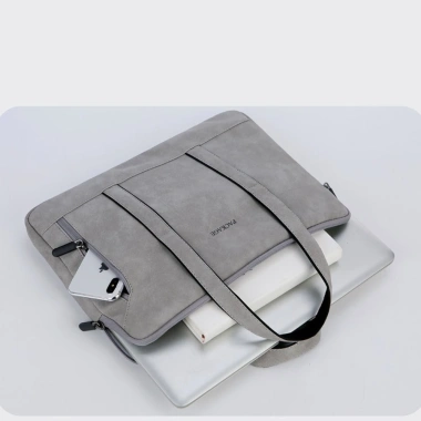 Túi laptop da lộn nhiều ngăn tiện dụng, lót chấn bông êm cho nam nữ - 118.500₫