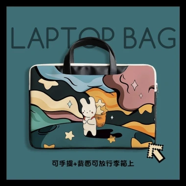 Túi Laptop Da PU Dày Dặn Chống Sốc, Chống Thấm Nước, Hình Thỏ 13‑17 inch cho Nam & Nữ