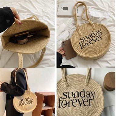 Túi len cao cấp hình tròn thêu chữ Sunday Forever – trẻ trung, giảm còn 125k 4 Túi len cao cấp hình tròn thêu chữ Sunday Forever – trẻ trung, giảm còn 125k 4