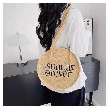 Túi len cao cấp hình tròn thêu chữ Sunday Forever – trẻ trung, giảm còn 125k