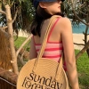 Túi len cao cấp hình tròn thêu chữ Sunday Forever – trẻ trung, giảm còn 125k 9