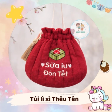 Túi lì xì thêu tên miễn phí - Đồ Tết đáng yêu cho bé, thiết kế sinh động